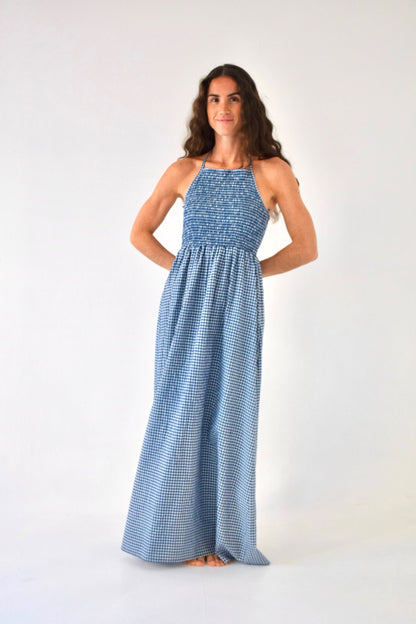 Gina Navy Gingham Dress