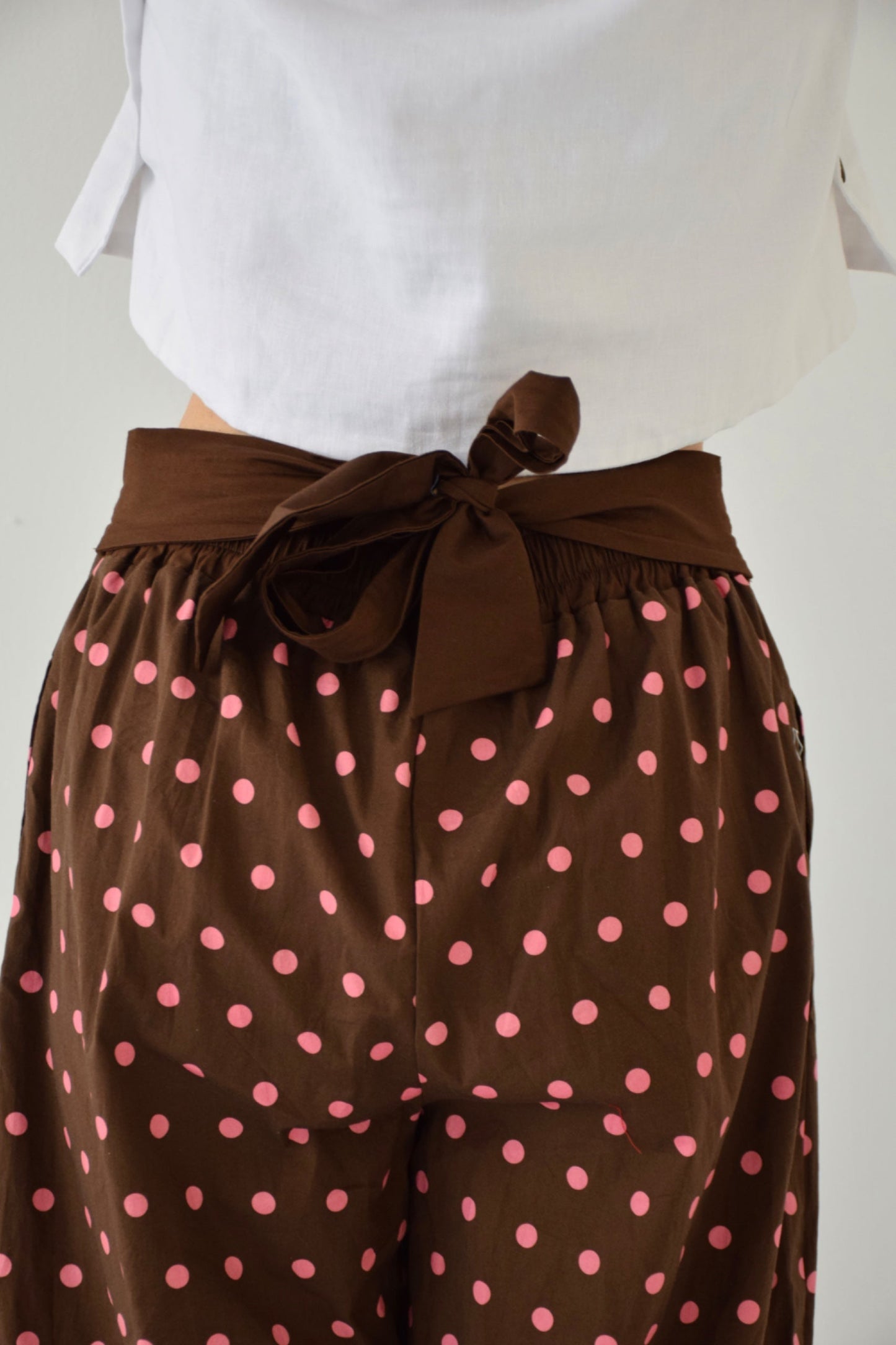 Lia Brown and Pink Polka Dot Trousers
