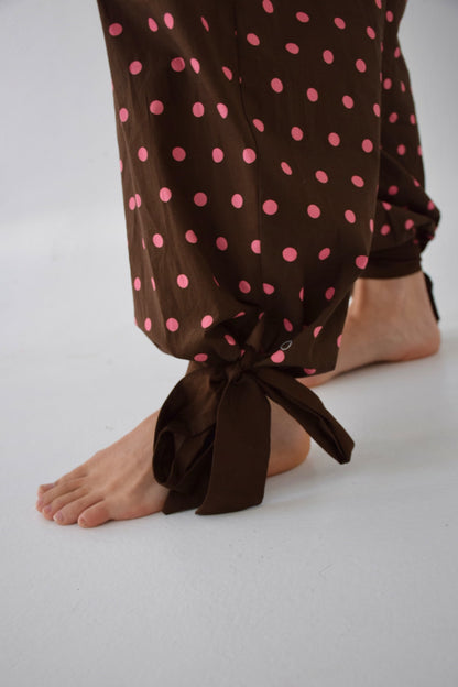 Lia Brown and Pink Polka Dot Trousers