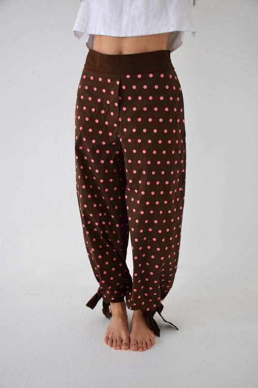 Pantalón Lia Topos Marrón y Rosa