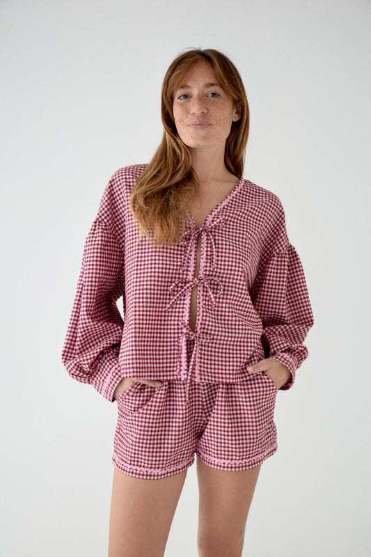 Blusa Marta Vichy Burgundy