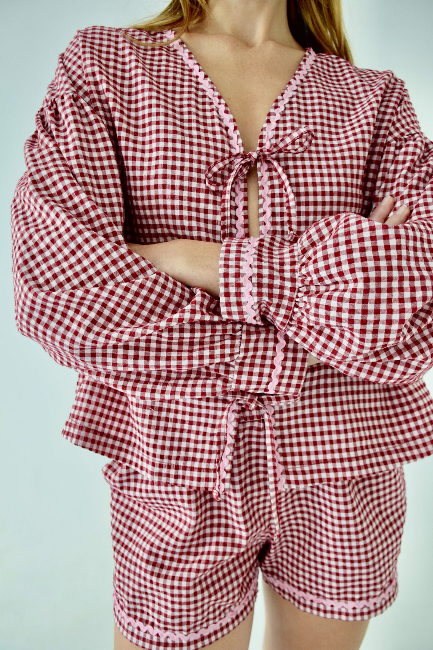 Marta Burgundy Gingham Blouse