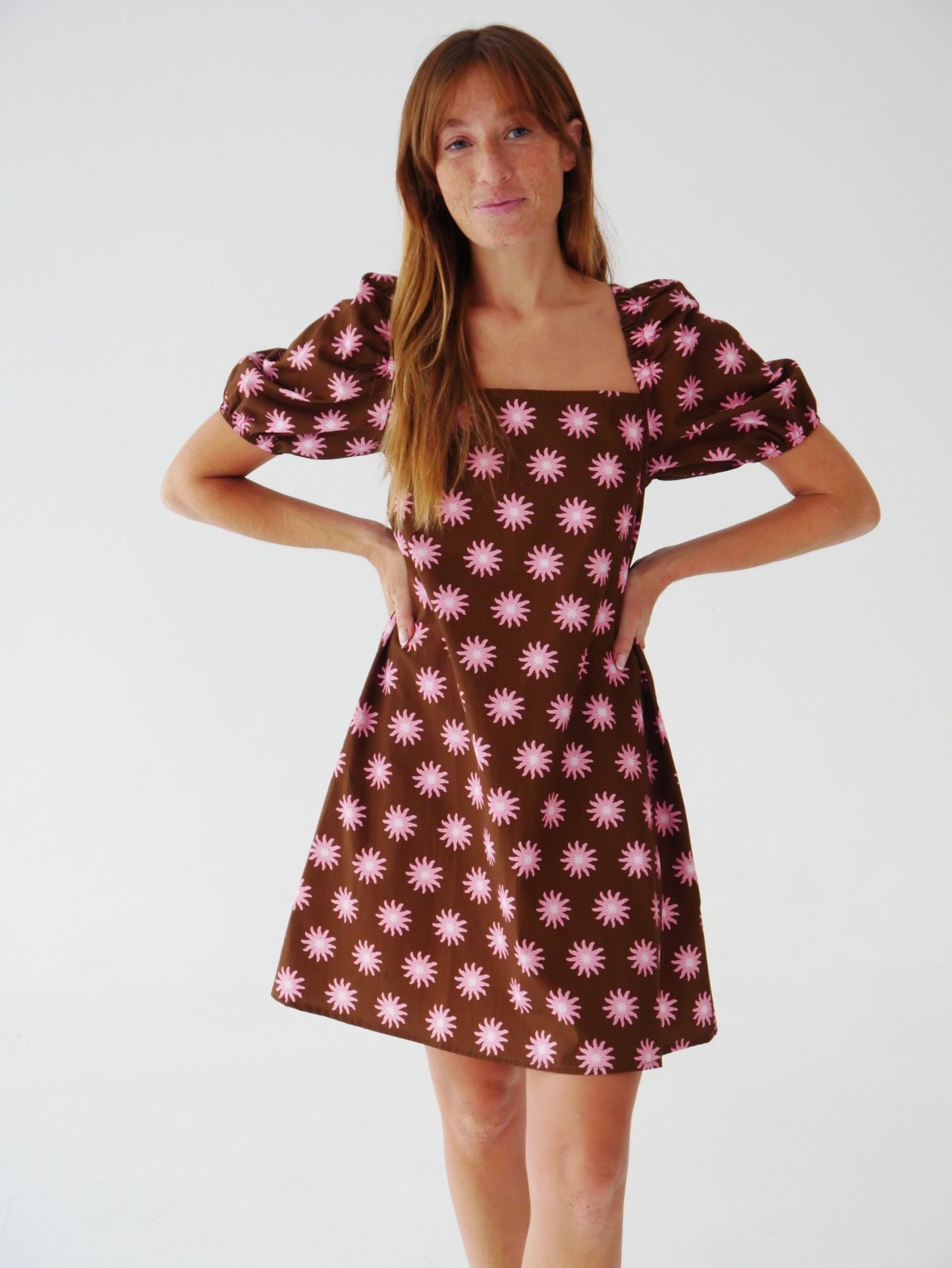 Vestido Bruna Sol Marrón y Rosa