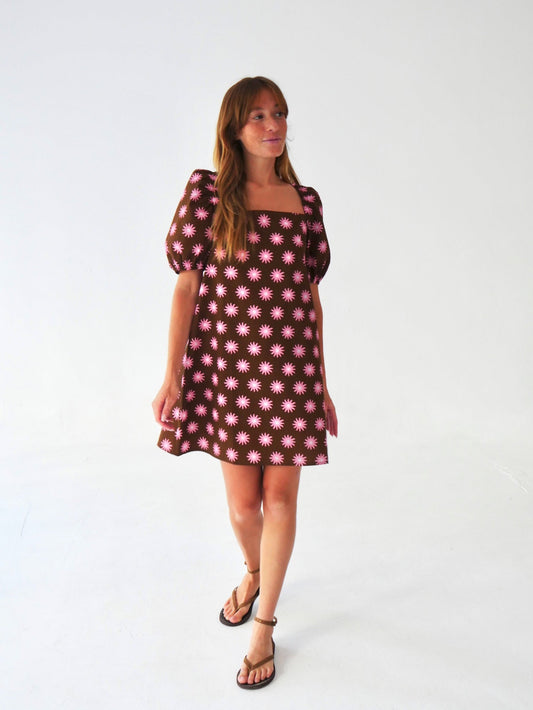 Vestido Bruna Sol Marrón y Rosa