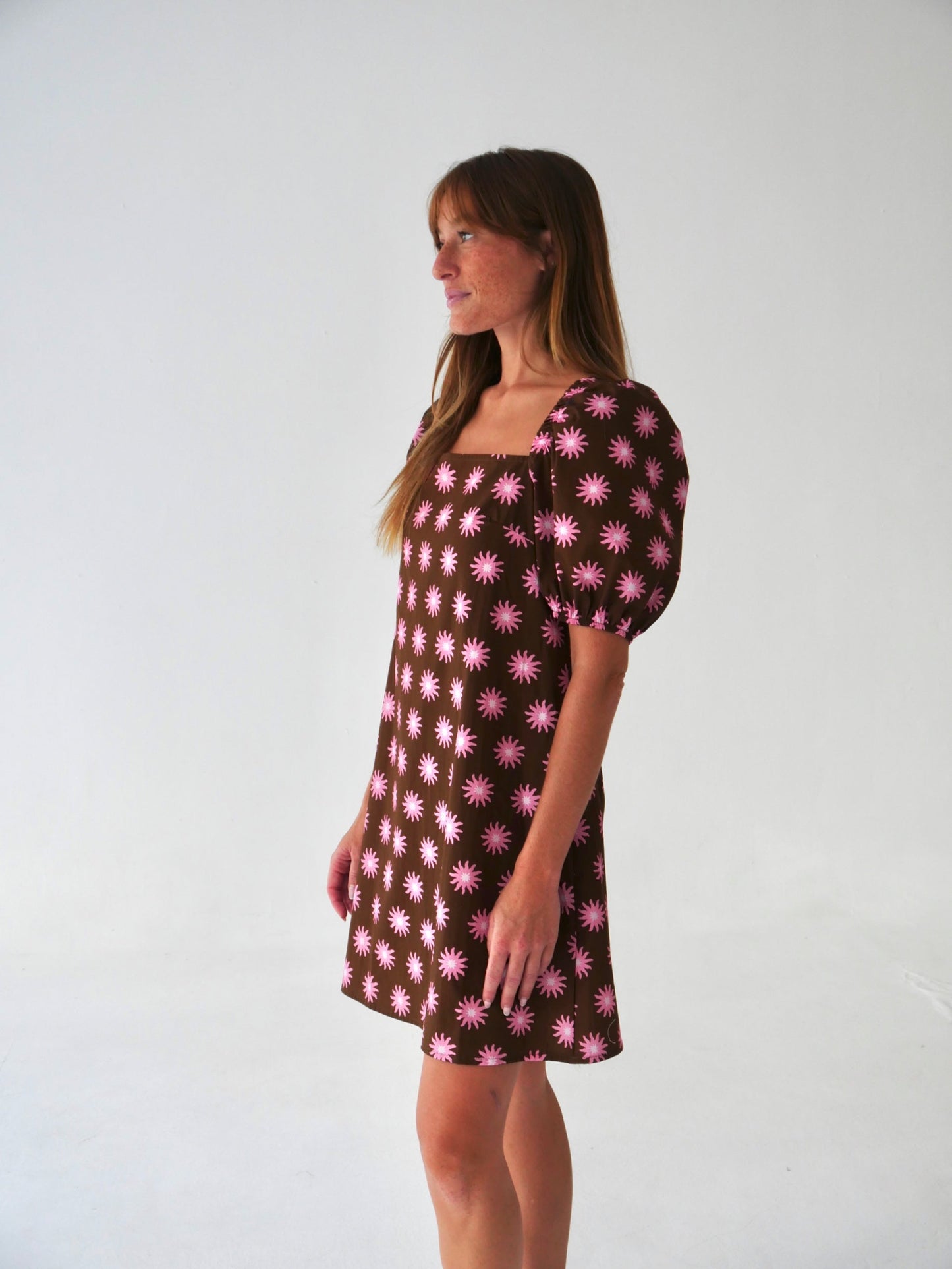 Vestido Bruna Sol Marrón y Rosa