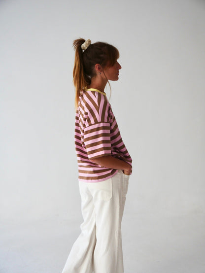 Camiseta Nunu Marrón y Rosa