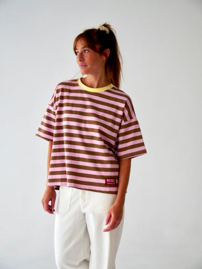 Camiseta Nunu Marrón y Rosa
