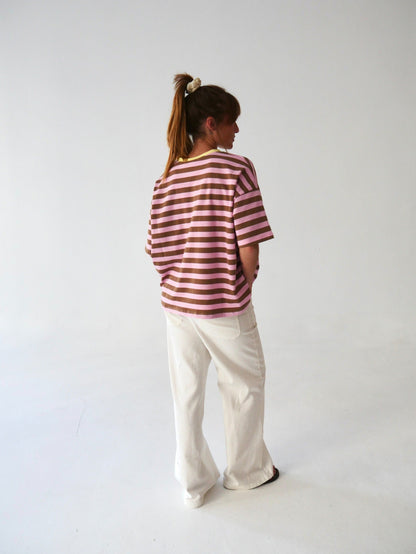Camiseta Nunu Marrón y Rosa