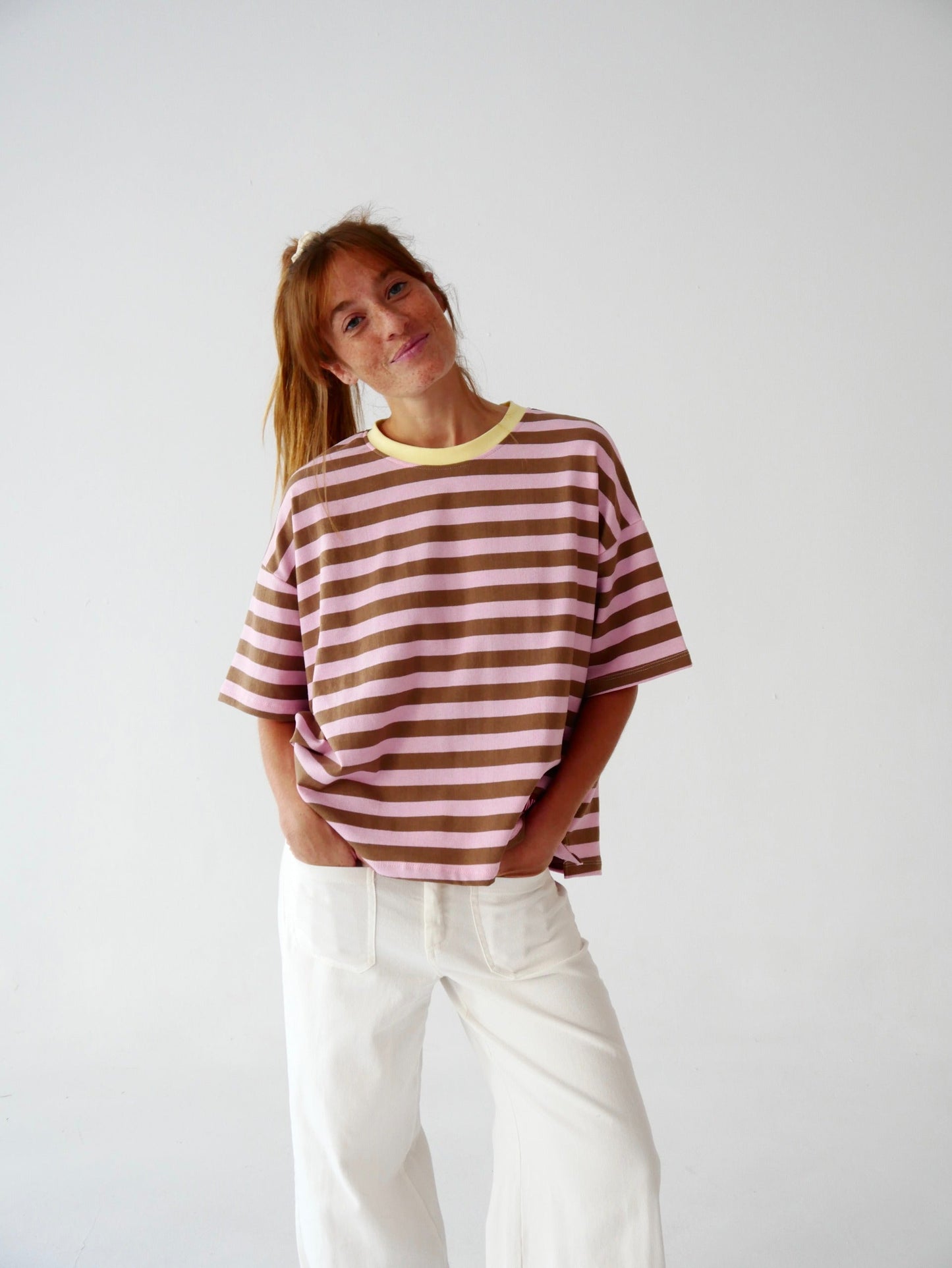 Camiseta Nunu Marrón y Rosa