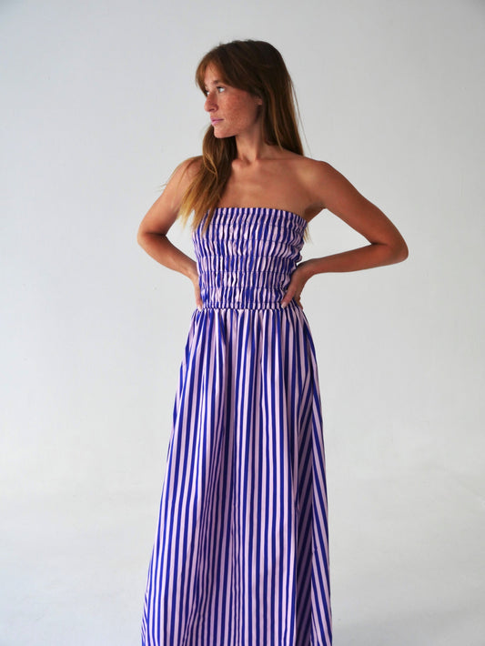 Vestido Emily Rayas Azul y Rosa