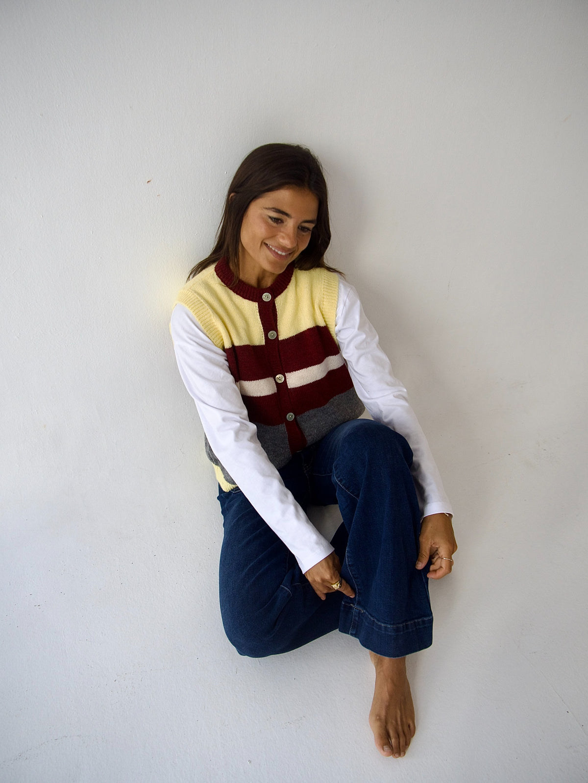 Chaleco Emilia Amarillo y Burgundy