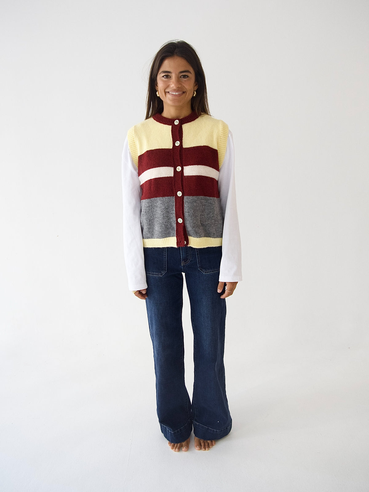 Chaleco Emilia Amarillo y Burgundy
