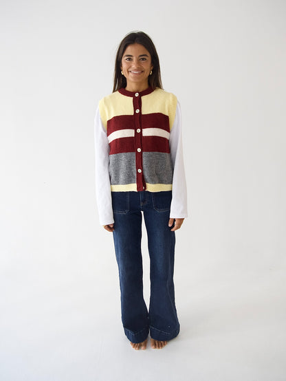 Chaleco Emilia Amarillo y Burgundy