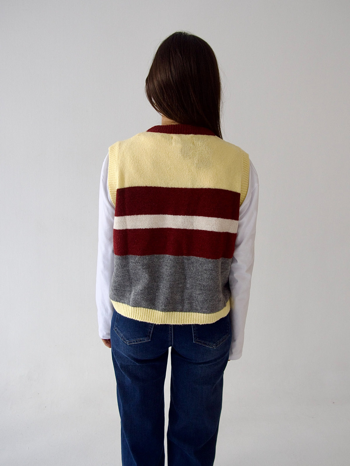 Chaleco Emilia Amarillo y Burgundy
