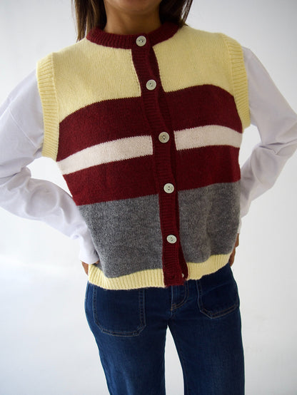 Chaleco Emilia Amarillo y Burgundy