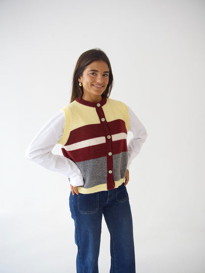 Chaleco Emilia Amarillo y Burgundy