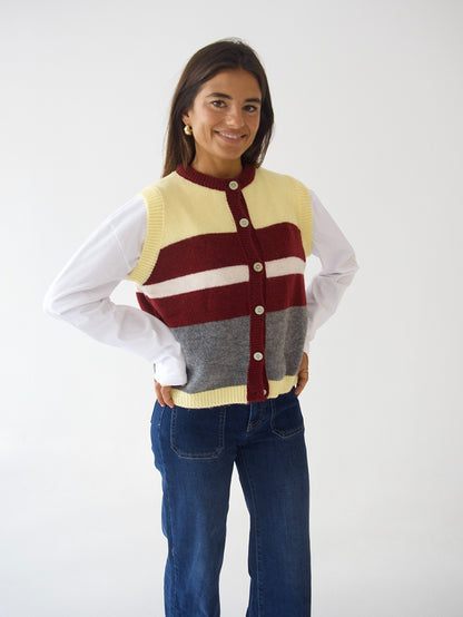 Chaleco Emilia Amarillo y Burgundy