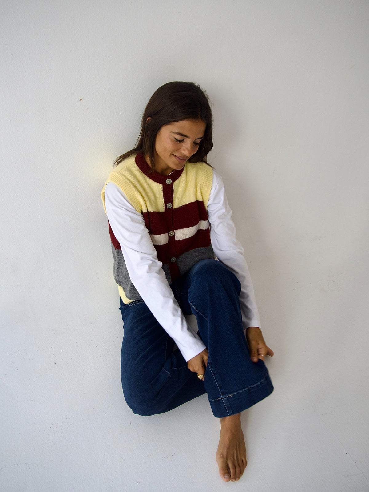 Chaleco Emilia Amarillo y Burgundy