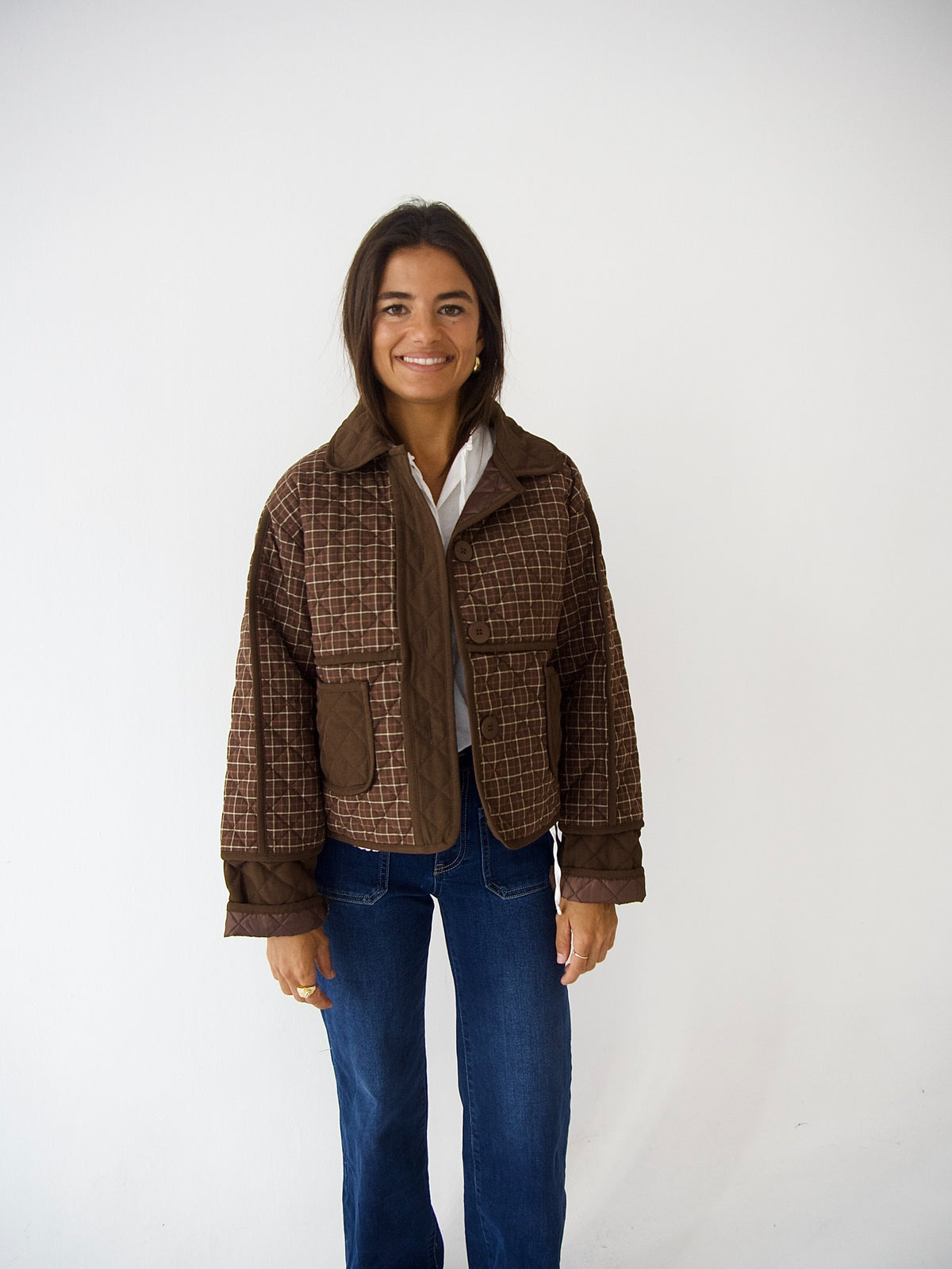 Brown Plaid Military Jacket