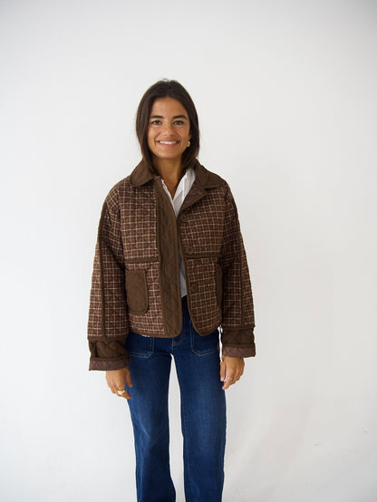 Brown Plaid Military Jacket