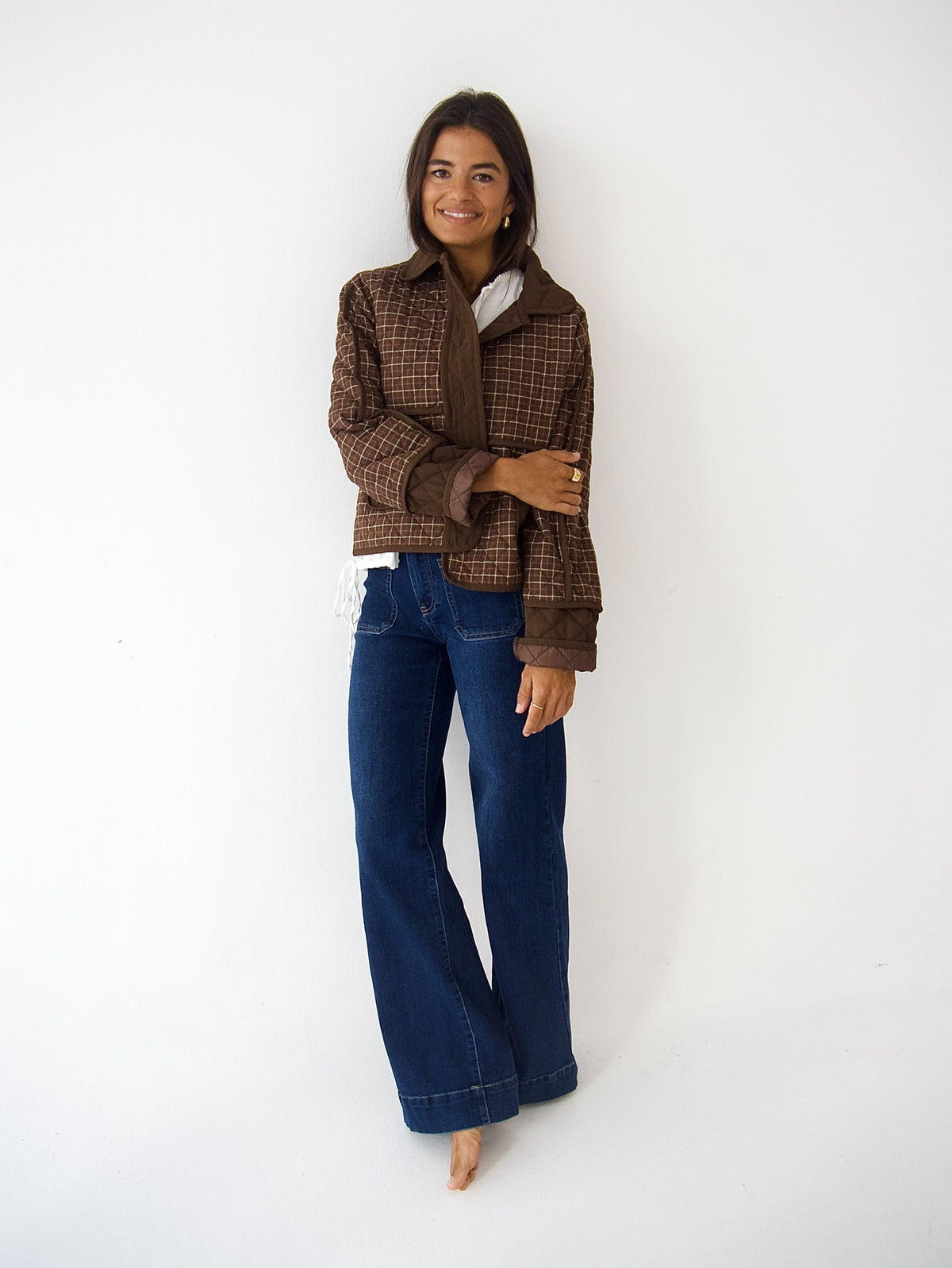 Brown Plaid Military Jacket
