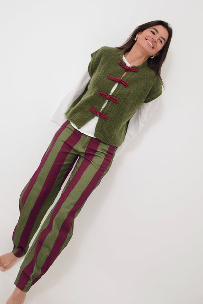 Chaleco Lucy Kaki y Burgundy