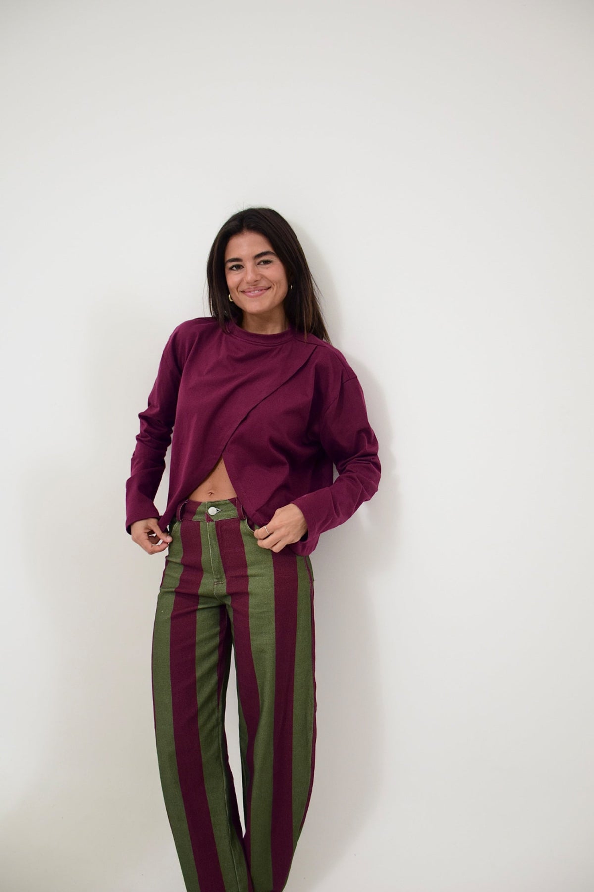 Camiseta Ágata Manga Larga Burgundy