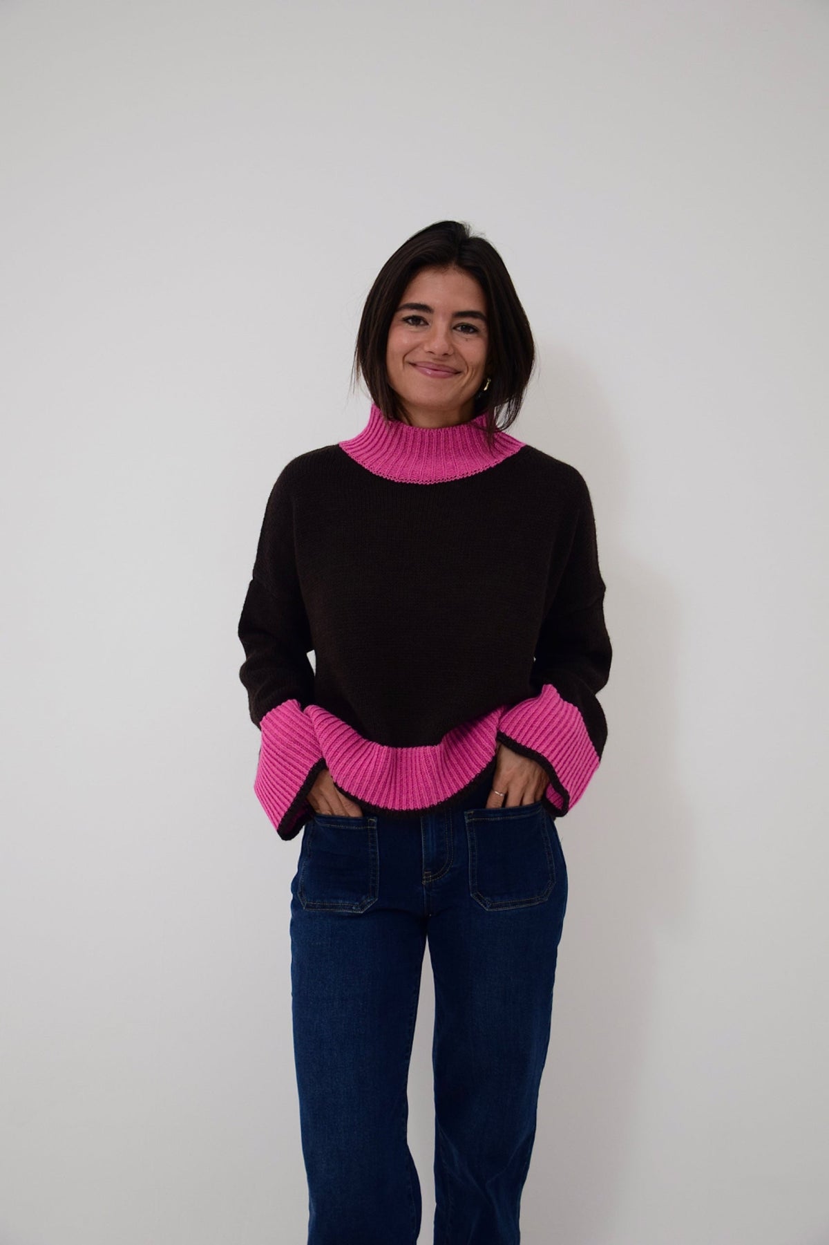 Jersey Bruna Marrón y Rosa