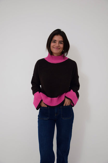 Jersey Bruna Marrón y Rosa