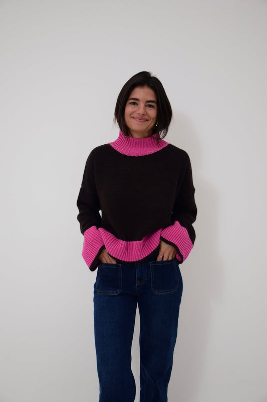 Jersey Bruna Marrón y Rosa