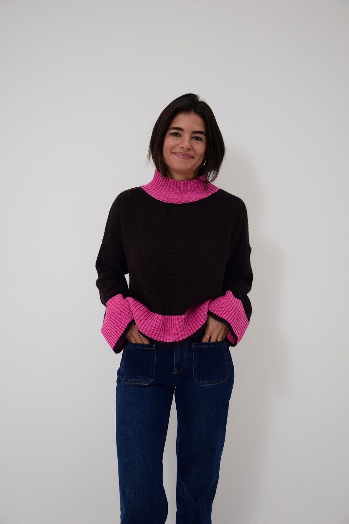 Jersey Bruna Marrón y Rosa