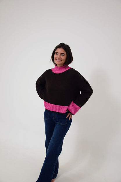 Jersey Bruna Marrón y Rosa