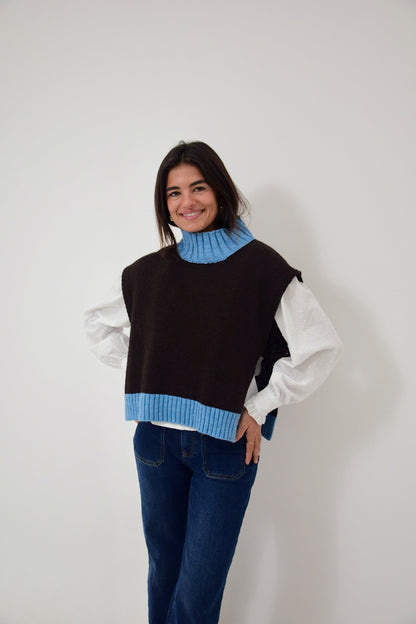 Chaleco Bruna Marrón y Azul