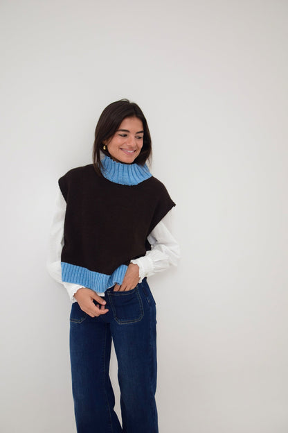 Chaleco Bruna Marrón y Azul