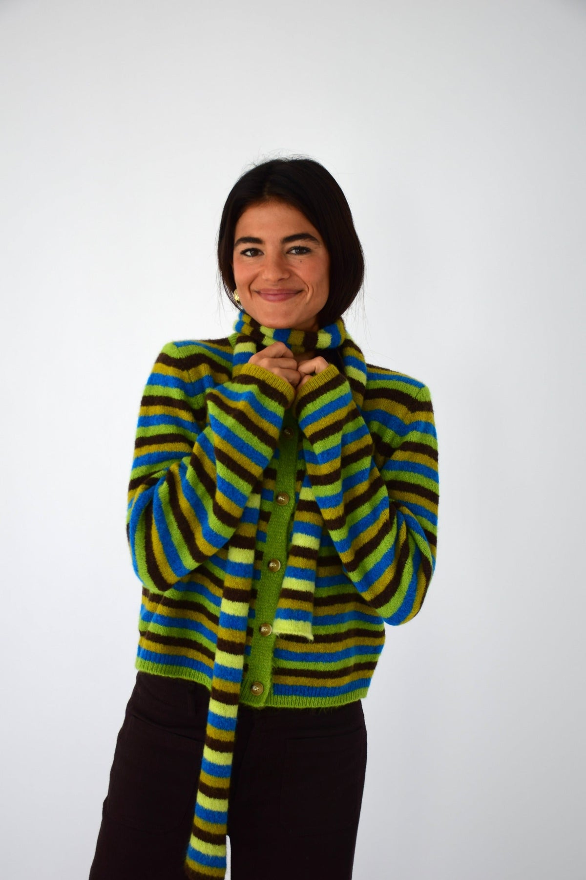 Bufanda Ángela Verde y Marrón