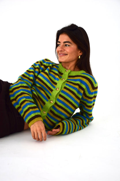 Cárdigan Ángela Verde y Marrón