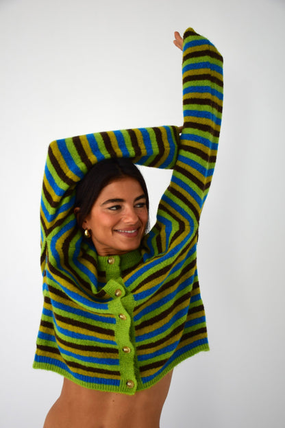 Cárdigan Ángela Verde y Marrón