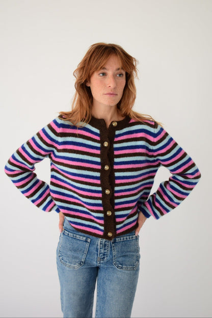 Cárdigan Ángela Azul y Marrón