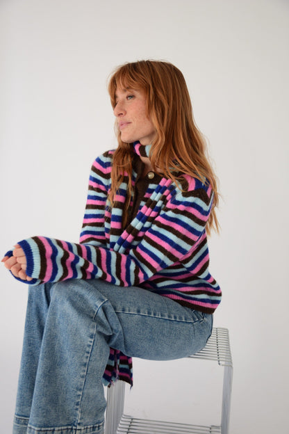 Cárdigan Ángela Azul y Marrón