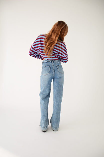 Camiseta Núria Azul y Burgundy