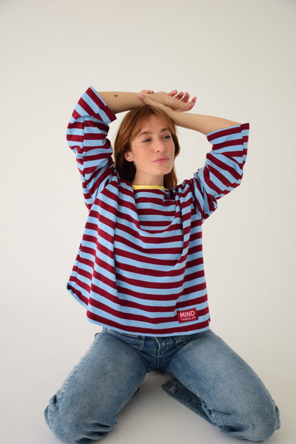Camiseta Núria Azul y Burgundy