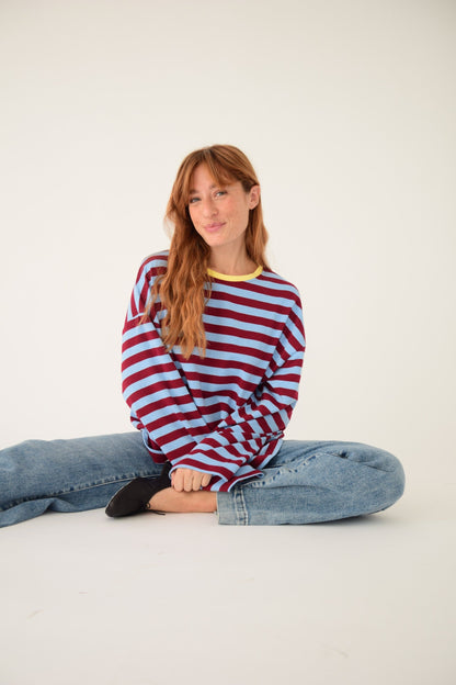 Camiseta Núria Azul y Burgundy