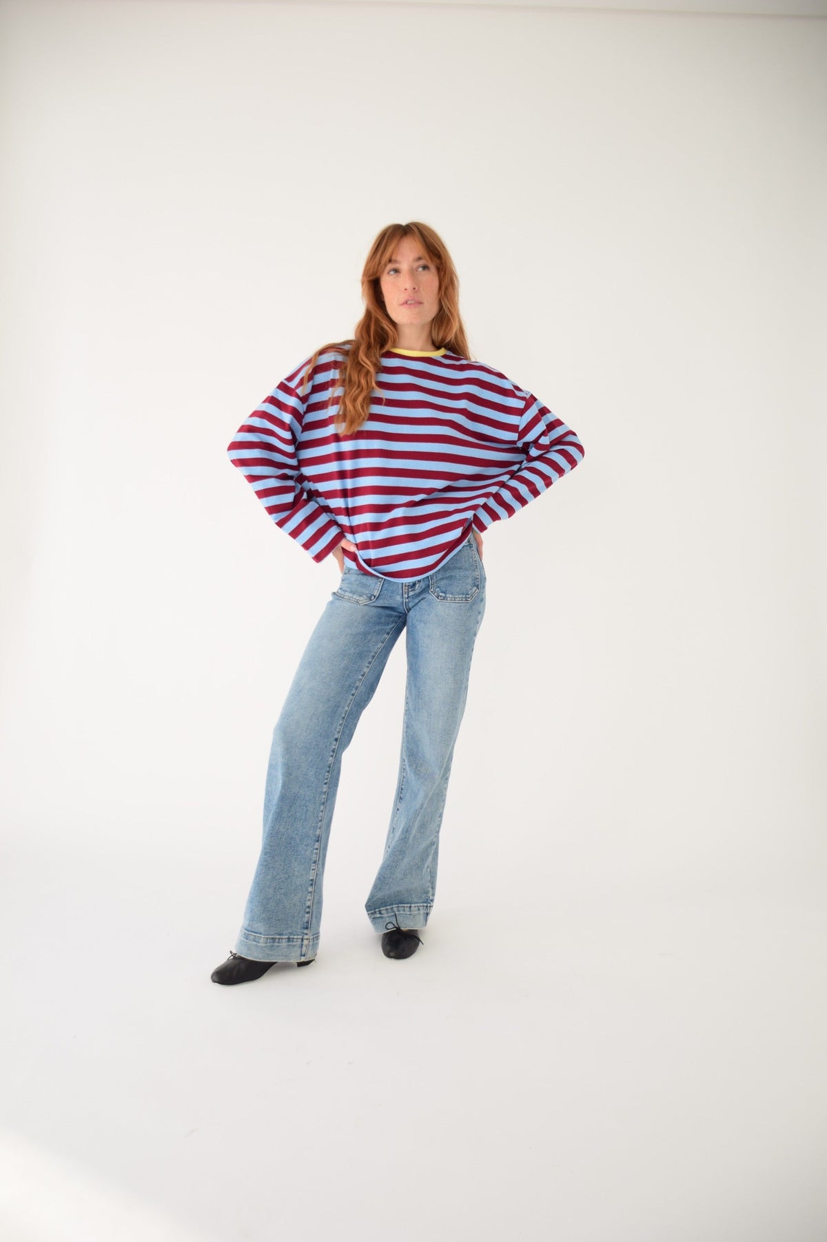 Camiseta Núria Azul y Burgundy