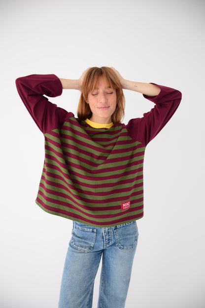 Camiseta Carla Kaki y Burgundy