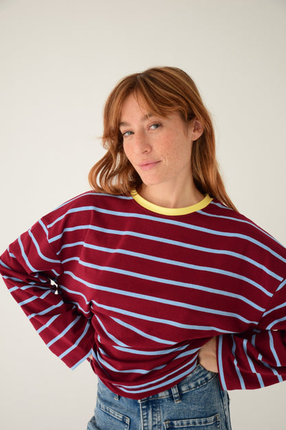 Camiseta Míriam Burgundy y Celeste