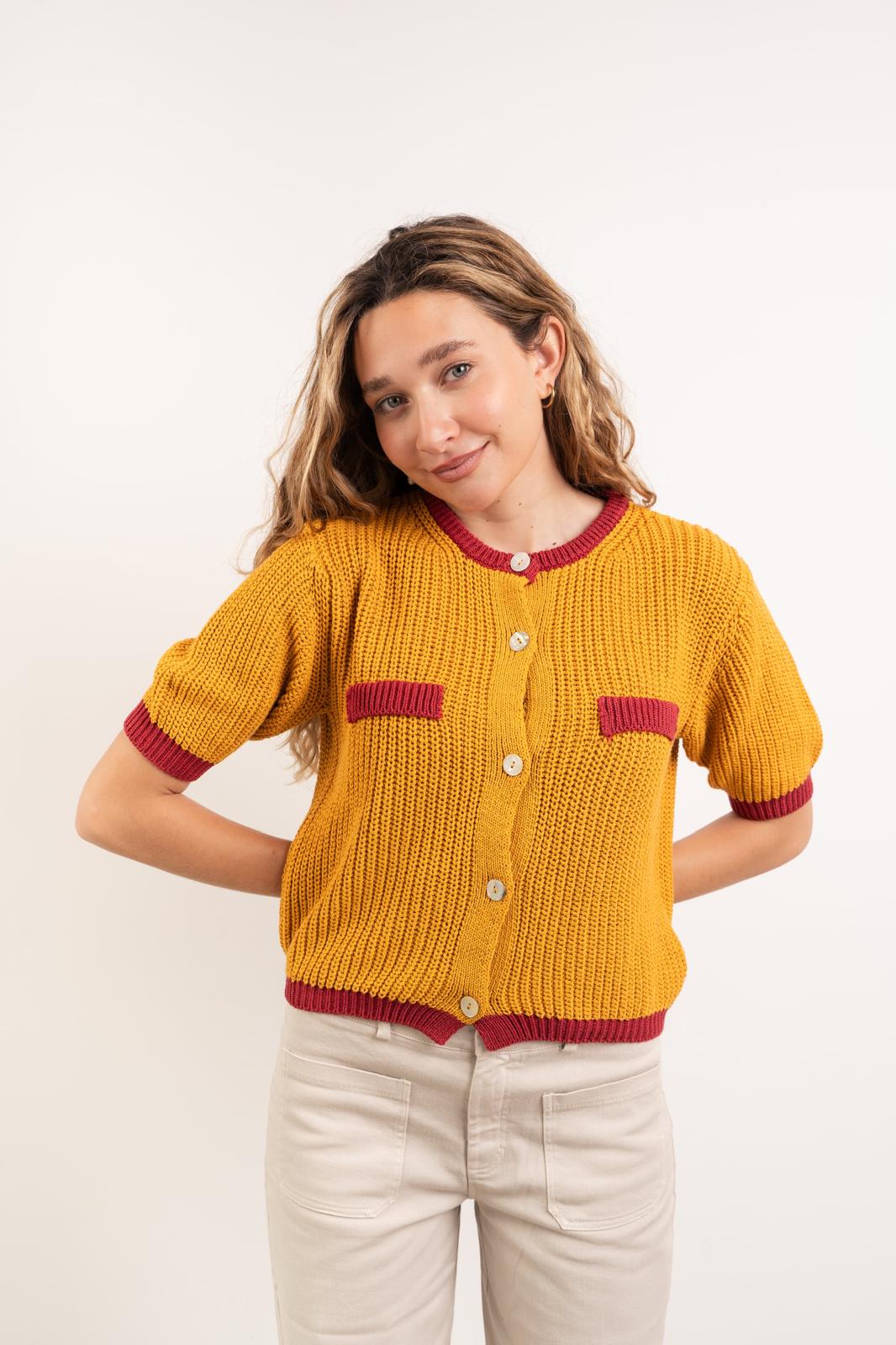 Mia Mustard Cotton Cardigan