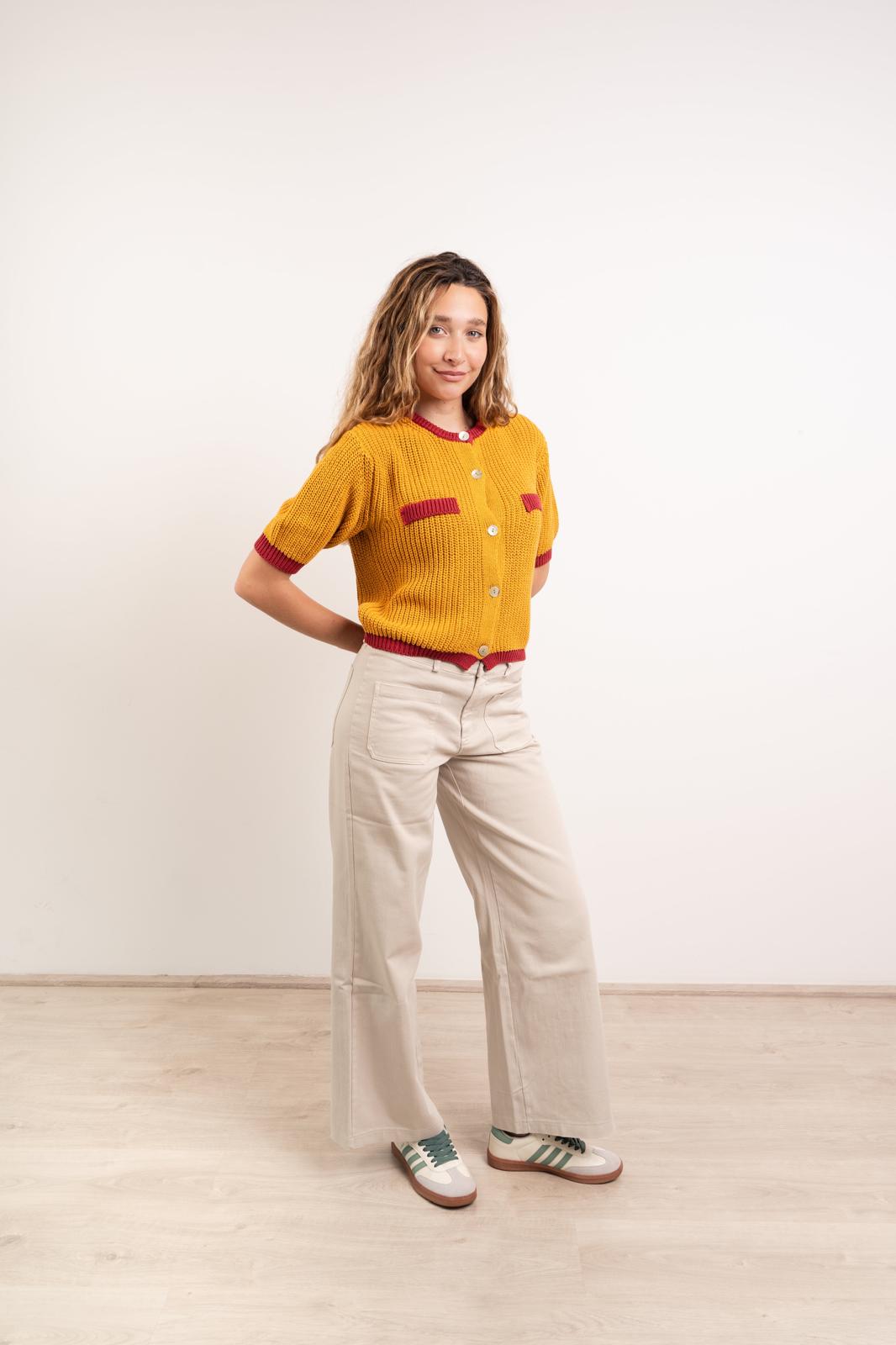 Mia Mustard Cotton Cardigan