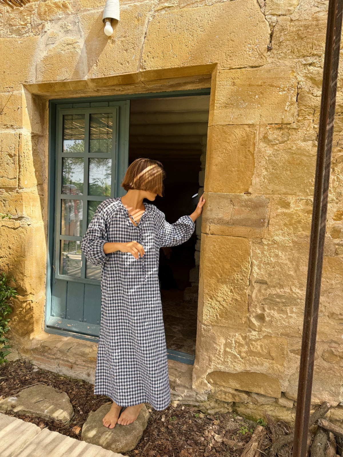 Vestido Matilde Vichy  Marino