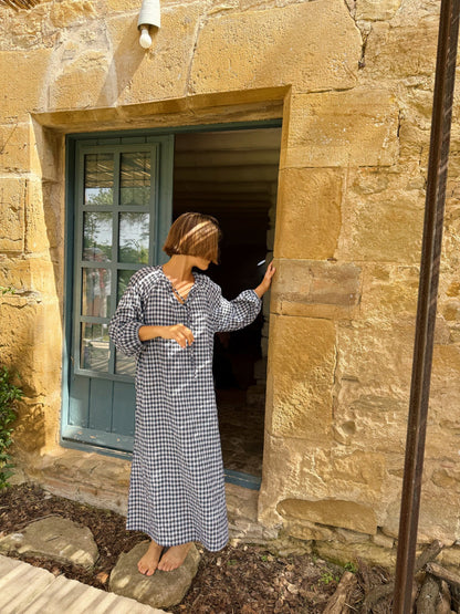 Vestido Matilde Vichy  Marino