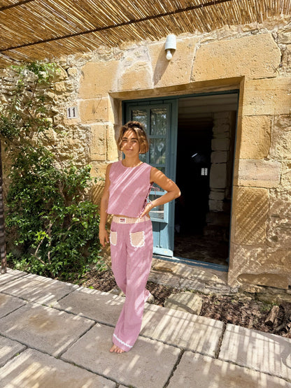 Pantalón Greta Granate y Amarillo